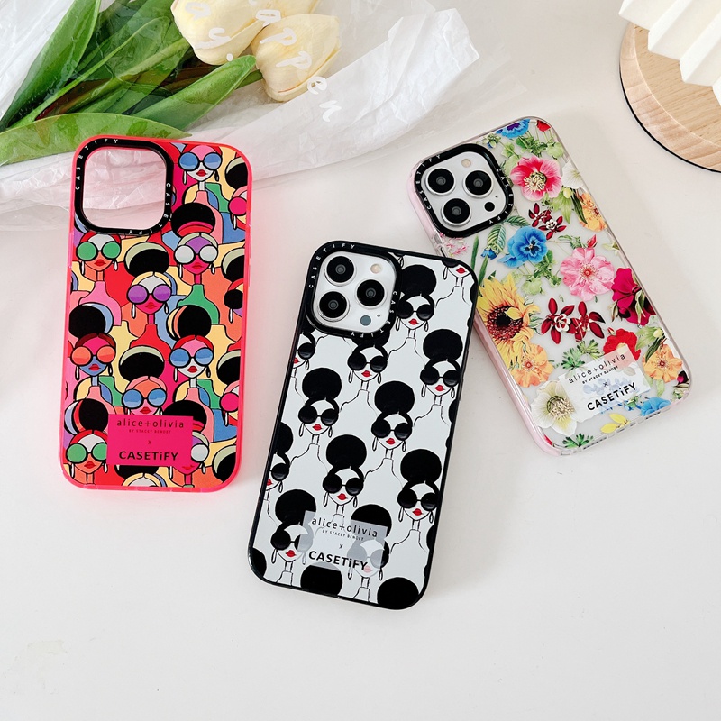 Casetify Ốp Điện Thoại silicone Mềm In Hình alice + olivia Cầu Vồng Cho iphone 15 11 12 13 14 plus pro max