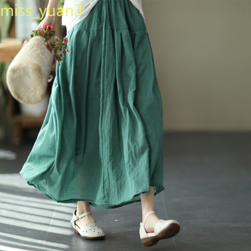 Chân váy lửng chất liệu cotton lanh hai lớp