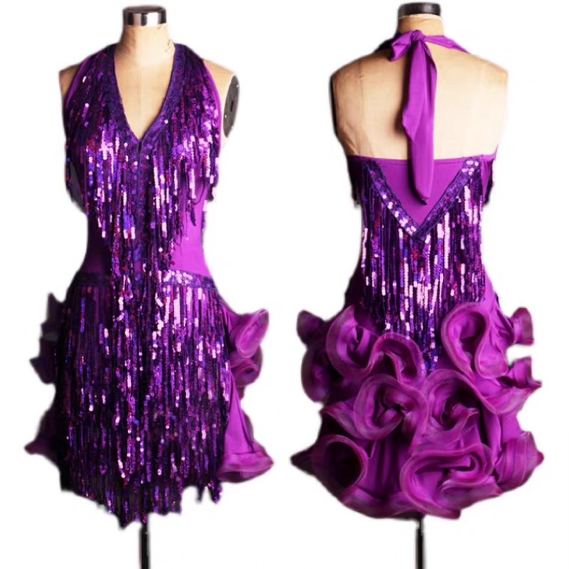 Đầm khiêu vũ yếm tua lấp lánh