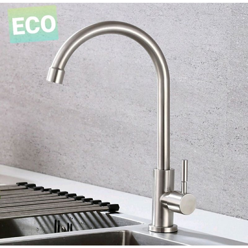 Vòi rửa chén lạnh Inox 304 / Vòi rửa chén cổ bi xoay, phi ống thân vòi 24mm