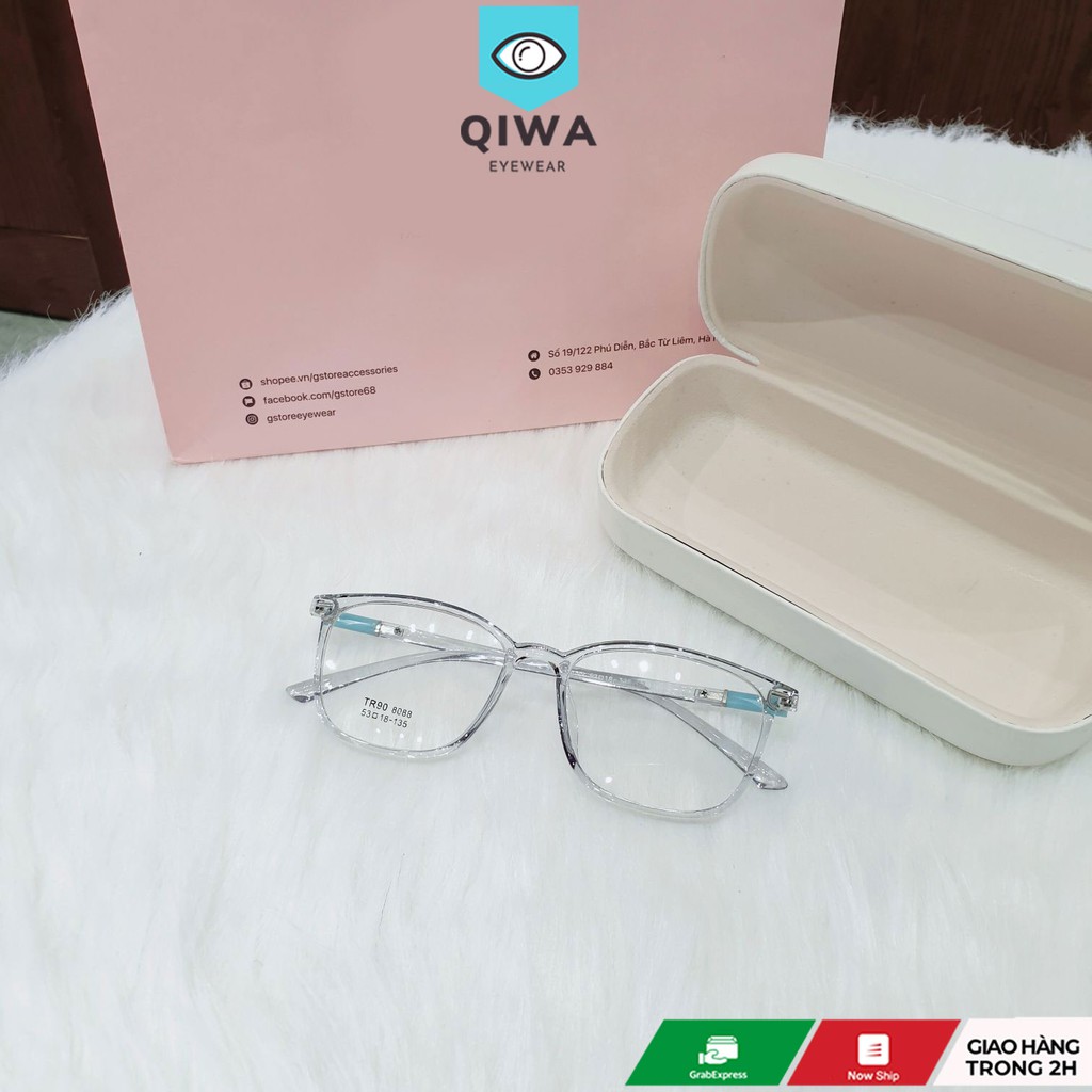 Kính mắt vuông bầu gọng dẻo Qiwa Eyewear 8088, Gọng kính cận nhựa dáng basic dễ đeo
