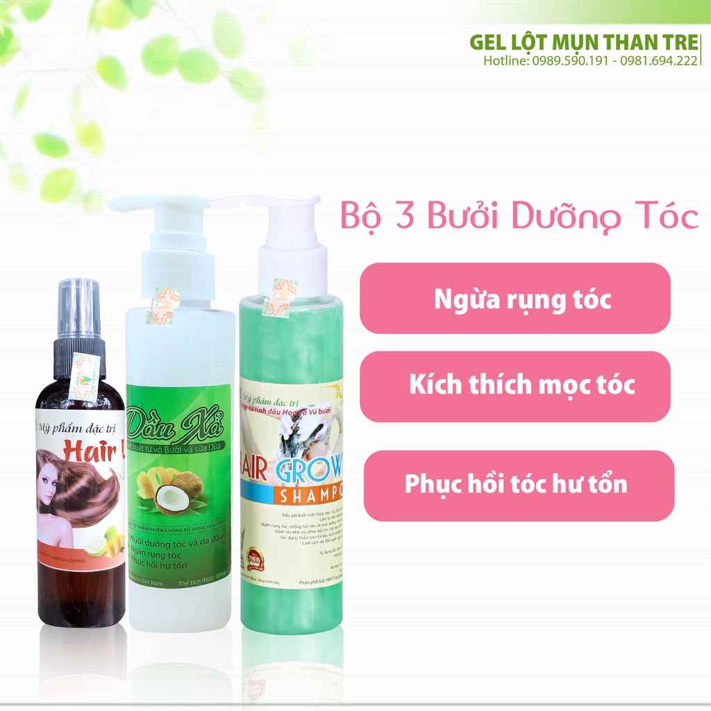 (combo 3) chăm sóc tóc xịt tinh dầu bưởi hair lotion,dầu gội xả bưởi mọc tóc,kích thích tóc mọc nhanh