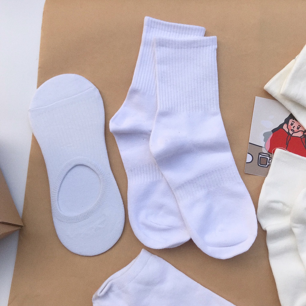 Tất ngắn cổ tone màu trắng  - Trangsocks