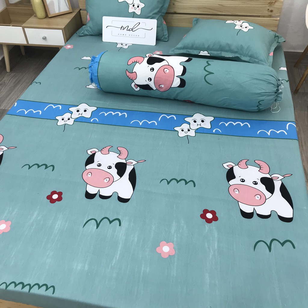 Bộ ga gối, Cotton Poly nhiều màu sắc MD.Decor - Chăn ga gối miễn phí may bo chun M4,M6,M8