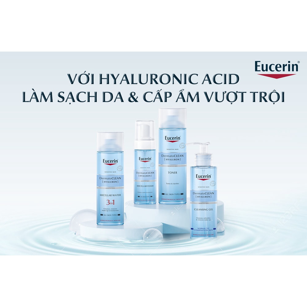 Nước hoa hồng cho da nhạy cảm Eucerin DermatoCLEAN Hyaluron Toner 200ml - 63995