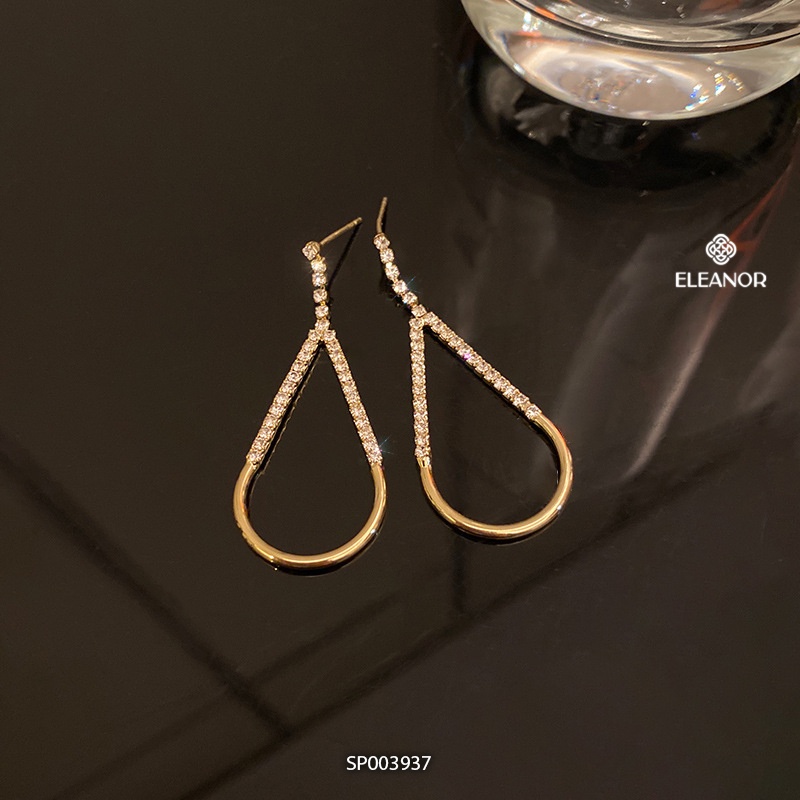 Bông tai nữ chuôi bạc 925 đính đá Eleanor Accessories hình giọt nước lớn phụ kiện trang sức 3937