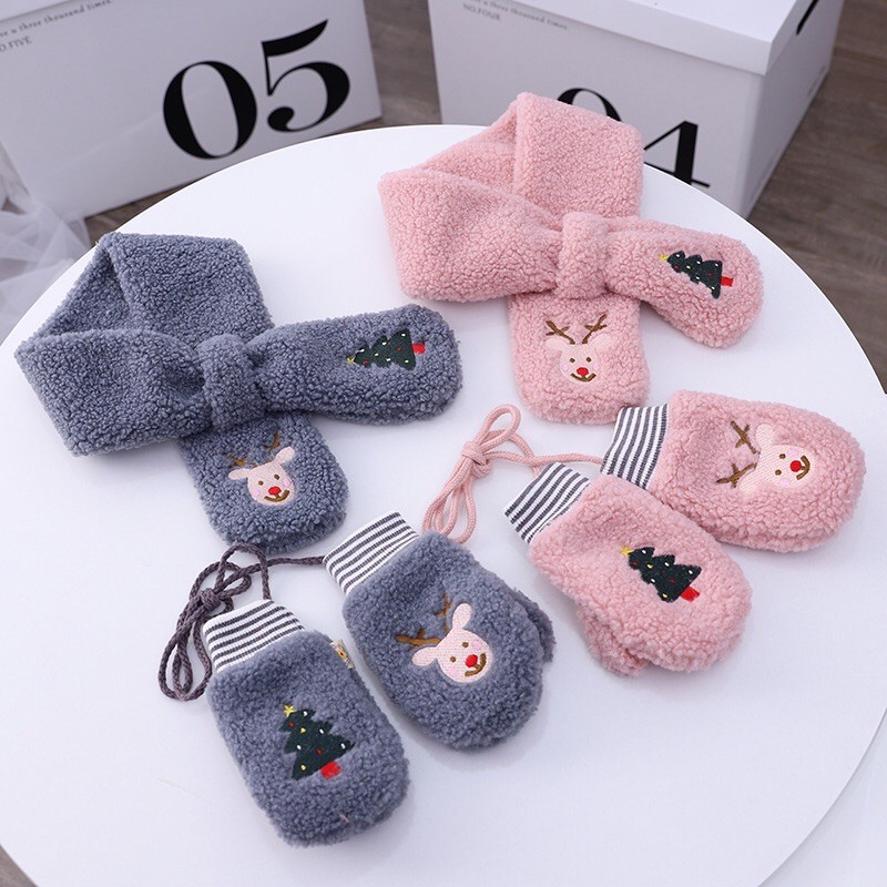 Set khăn quàng cổ và găng tay dành cho bé chất liệu len lông ấm áp mùa đông mã T21