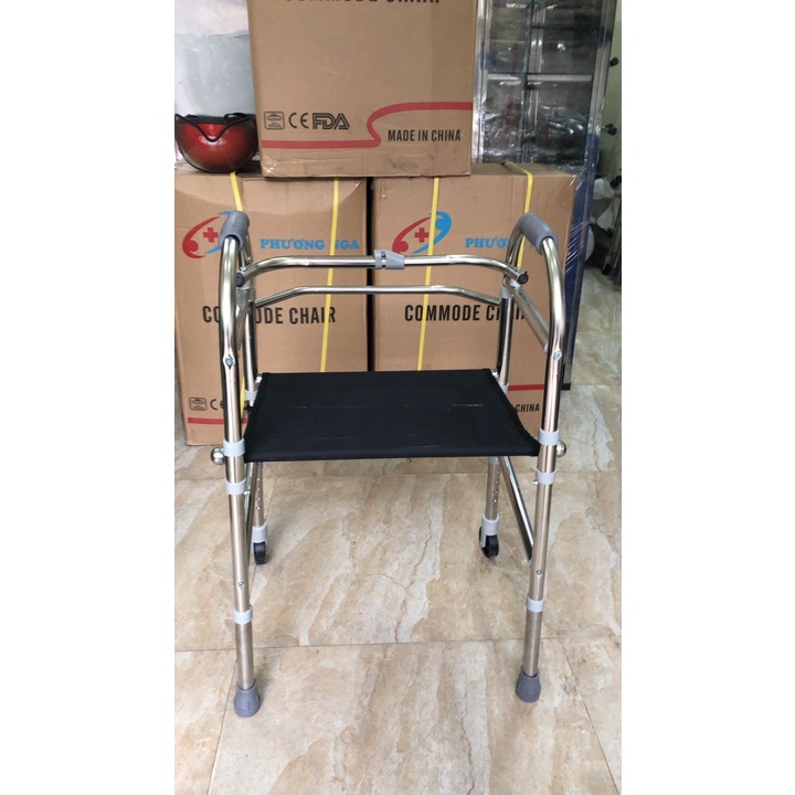 Khung Tập Đi Cho Người Già Inox Việt Nam Có Ghế Ngồi