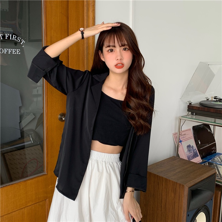 Áo sơ mi rộng cổ vest cổ ve nữ tay dài form hàn quốc trẻ trung năng động vải lụa mềm mịn mát ít nhăn- VURD02