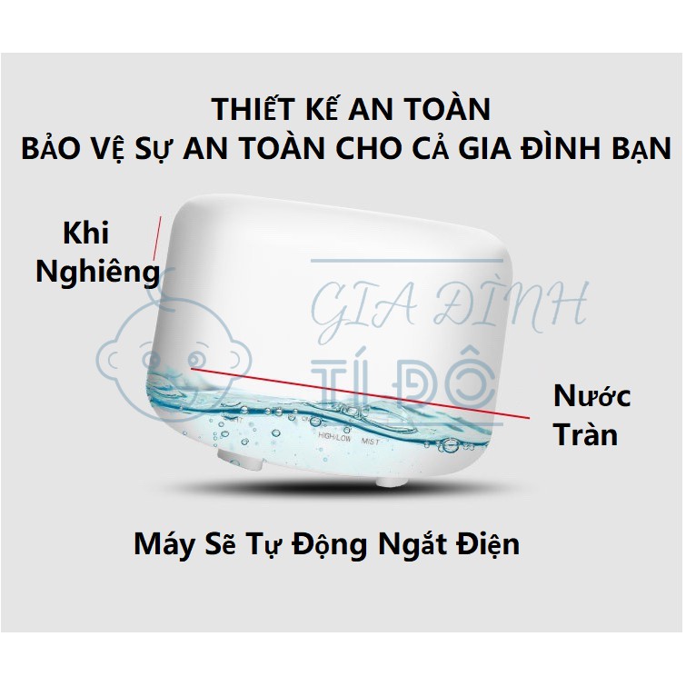 Máy Xông Tinh Dầu Dung Tích Lớn 500ml Tích Hợp Đèn Led 7 Màu Trang Trí Và Đèn Ngủ Phòng Cực Đẹp