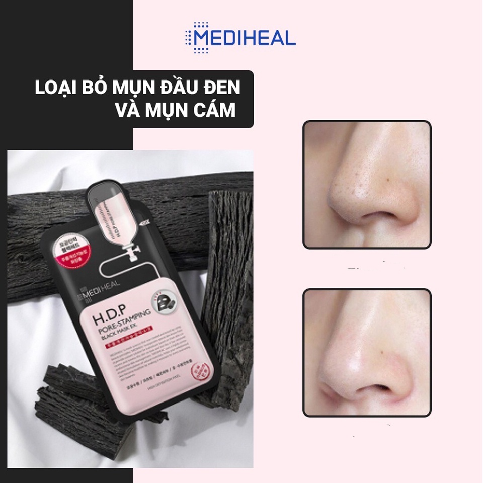 Mặt nạ Mediheal HDP Pore Stamping Black, mặt nạ than hoạt tính chống lão hóa mờ nếp nhăn