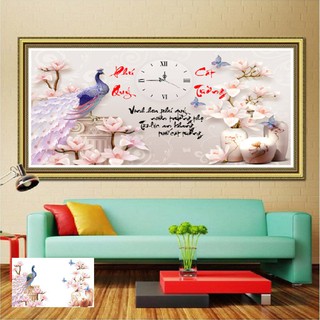 Tranh đính đá Đồng Hồ Phú Quý Cát Tường KT:90×58cm