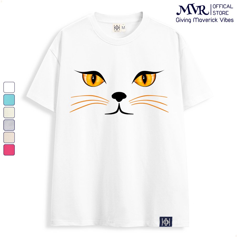 Áo thun mặt mèo trắng phông tay lỡ in hình meo vàng nhảy tiktok chính hãng MVR Ulzzang TT1410