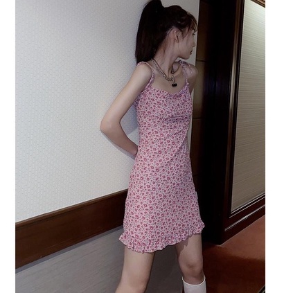 Thời Trang Đầm Hoa Hai Dây Phong Cách Retro Dễ Phối Đồ Cho Nữ