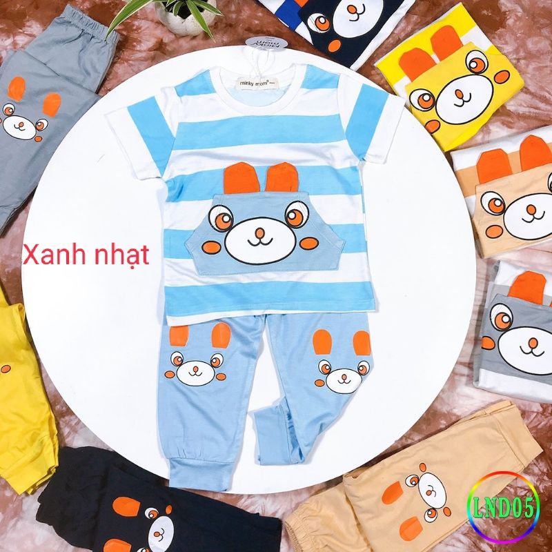 Size đại Bộ đồ ngủ bé trai bé gái áo tay ngắn quần dài Minky mom chất thun cotton lạnh