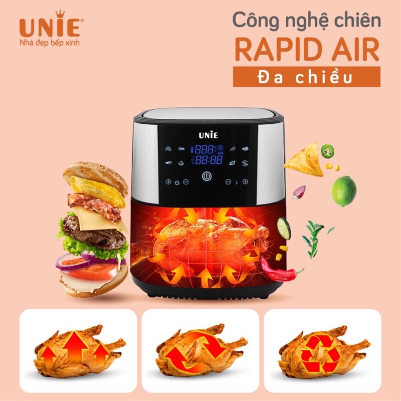Nồi chiên không dầu UNIE UE800 (8 Lít) công suất 1800W - Hàng chính hãng