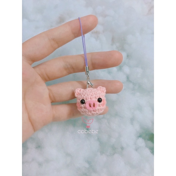 Móc treo điện thoại Heo con handmade từ len siêu cưng 🐷