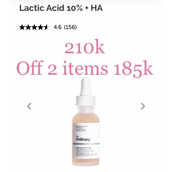 Tinh chất Lactic Acids 10% + HA (30ml)