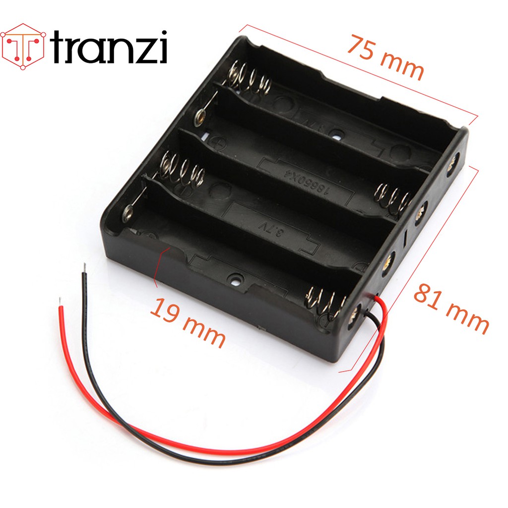 Hộp đế pin 18650 4 cell không nắp
