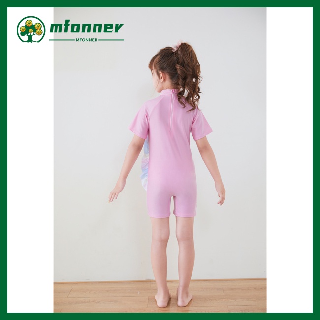 Bộ Đồ Bơi 2 Món Ngắn Tay Họa Tiết Kỳ Lân Hoạt Hình Cho Bé Gái