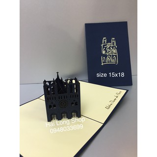Nhà Thờ Pháp  - Notre Dame de - Paris - Fance  - Church - Thiệp 3D- 3D card