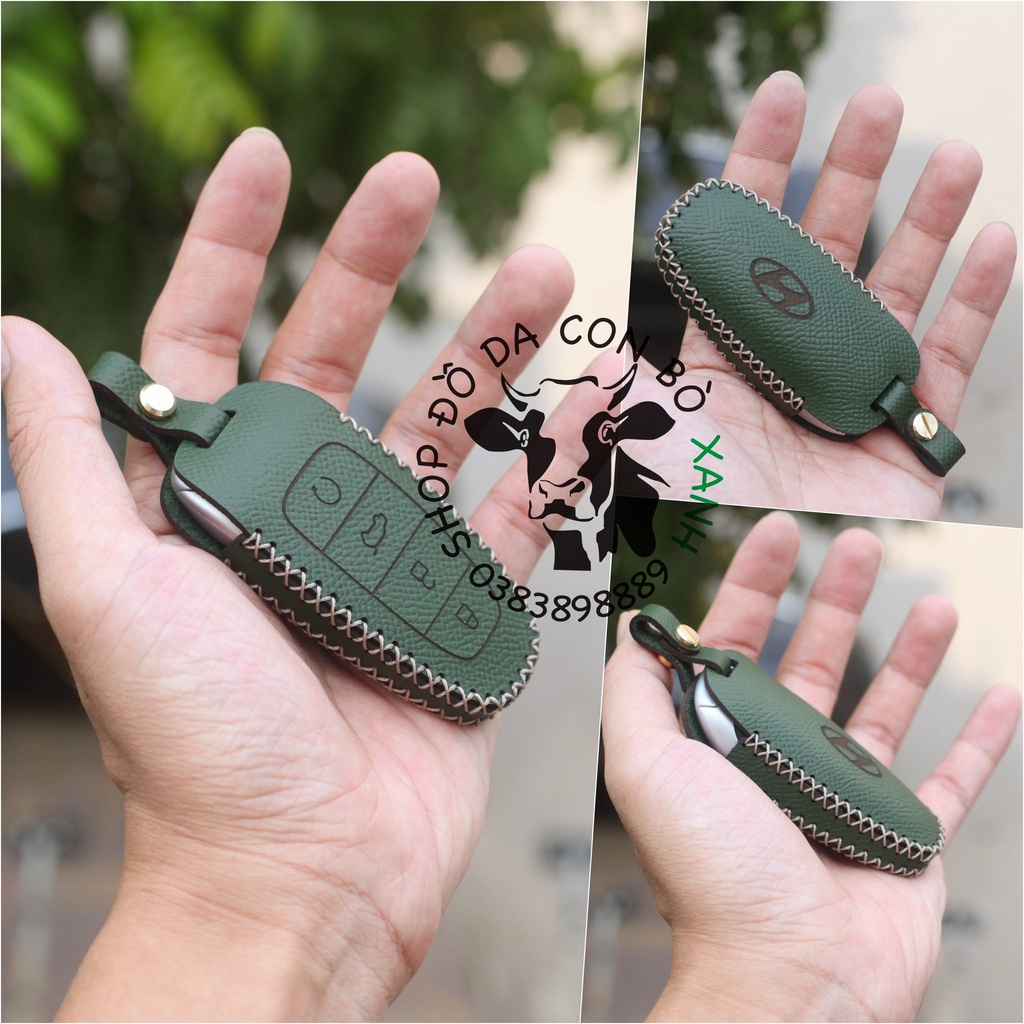 Bao da chìa khoá xe hơi Hyundai SantaFe 2021 2023, Tucson 2022 allnew, Palisade 2023 handmade da thật 011
