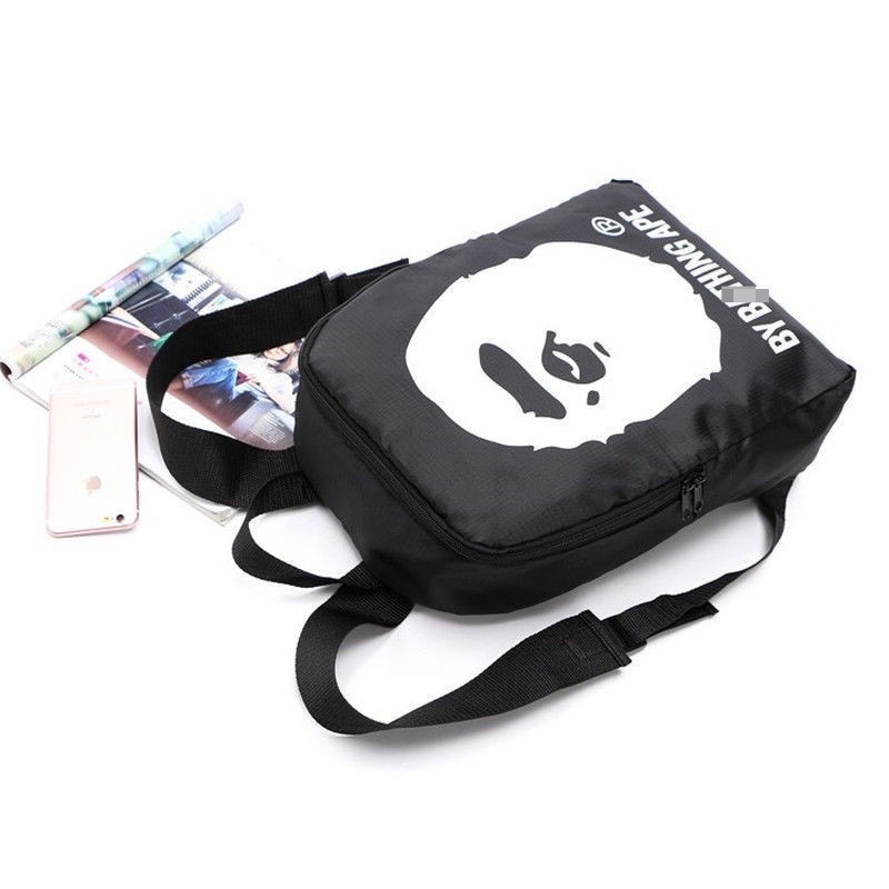 Balo Vải Oxford Chống Thấm Nước Họa Tiết Sọc Caro Màu Đen Đơn Giản