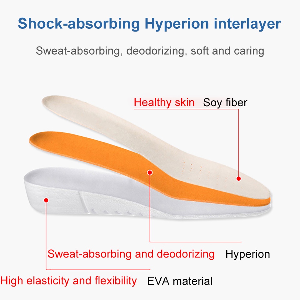 1 Cặp Miếng Lót Giày Thể Thao Unisex Tăng Chiều Cao 1.5-3.5cm