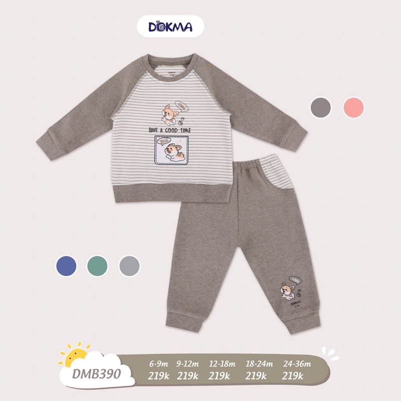 [FREESHIP] Bộ dài tay cotton len dày 9-36 tháng tuổi cho bé Dokma Voi.Kids DMB390