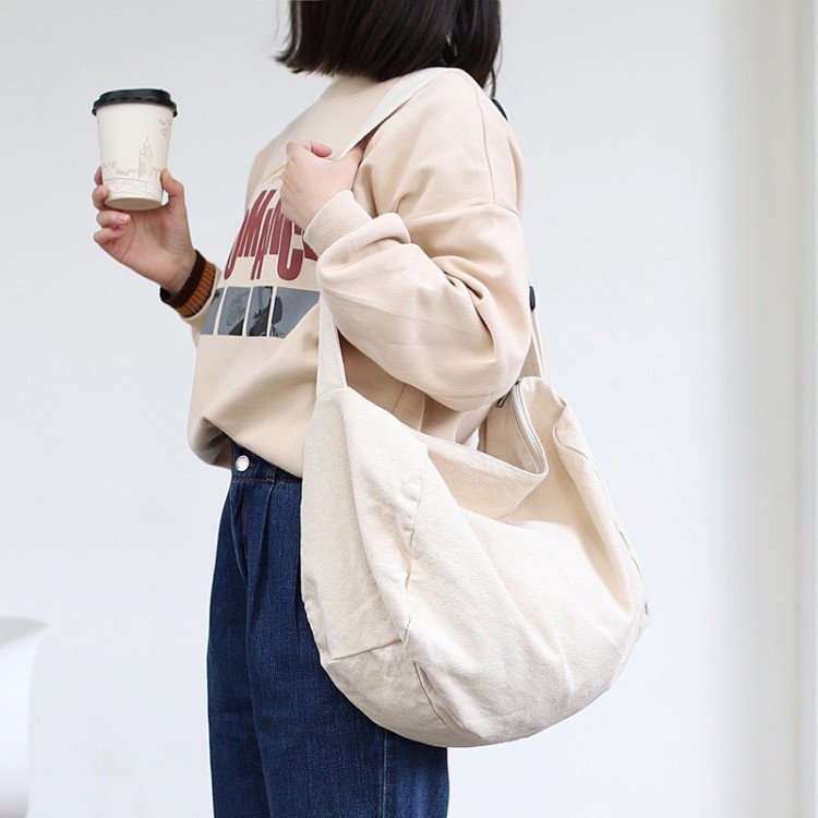 Túi vải đeo chéo đựng đồ size lớn phong cách Hàn Quốc