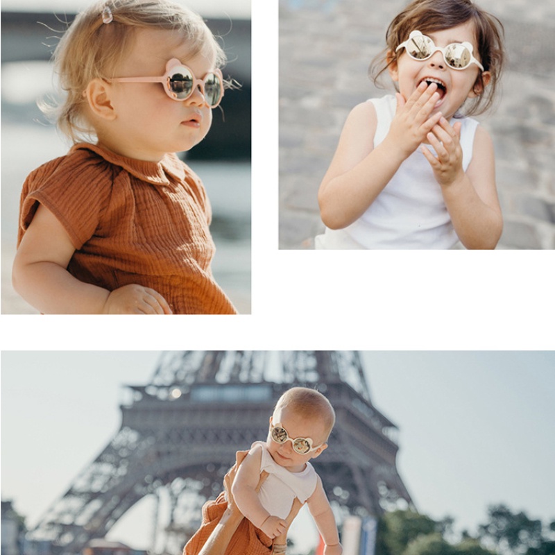 Kính Chống Nắng Dạng Gập Đính Tai Gấu Thời Trang Hàn Quốc Cho Trẻ Em