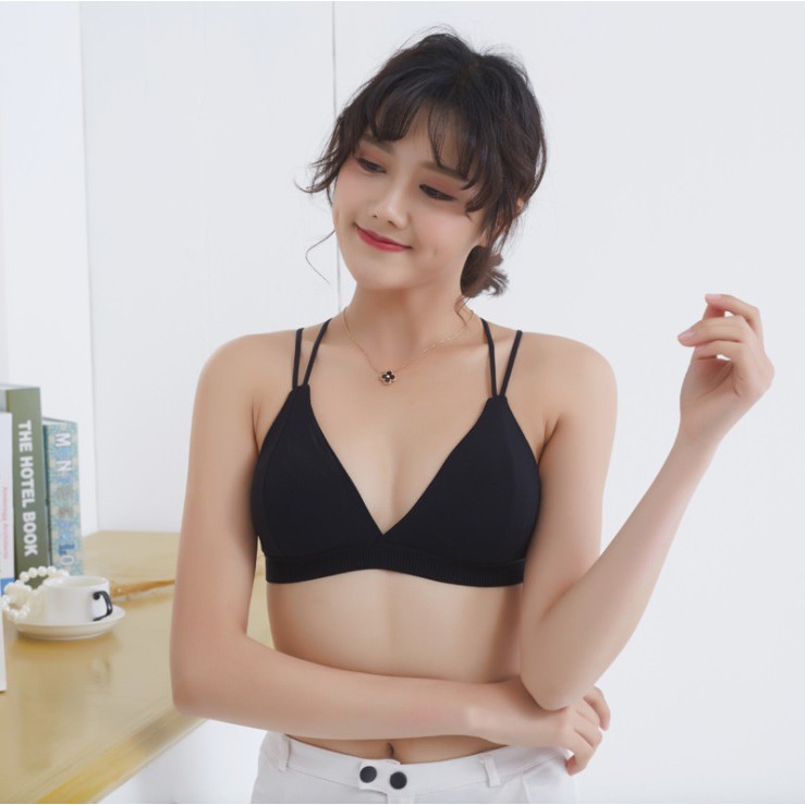 Áo bra nữ vải tăm tre dây chéo lưng, thiết kế đơn giản, trẻ trung, dễ phối đồ, phù hợp dưới 55kg (MS 04030) Anna Shop