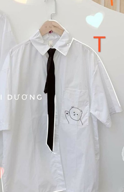 Áo sơ-mi cộc tay in gấu kèm cà vạt TTB766