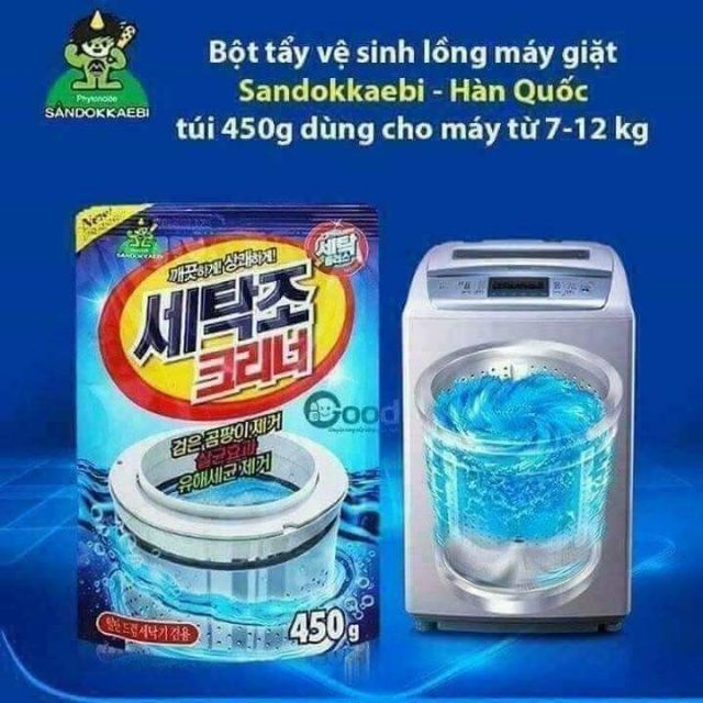 Bột Tẩy Lồng Máy Giặt Vệ Sinh Máy Giặt Hàn Quốc Loại 450g -Cửa hàng Bé Nấm