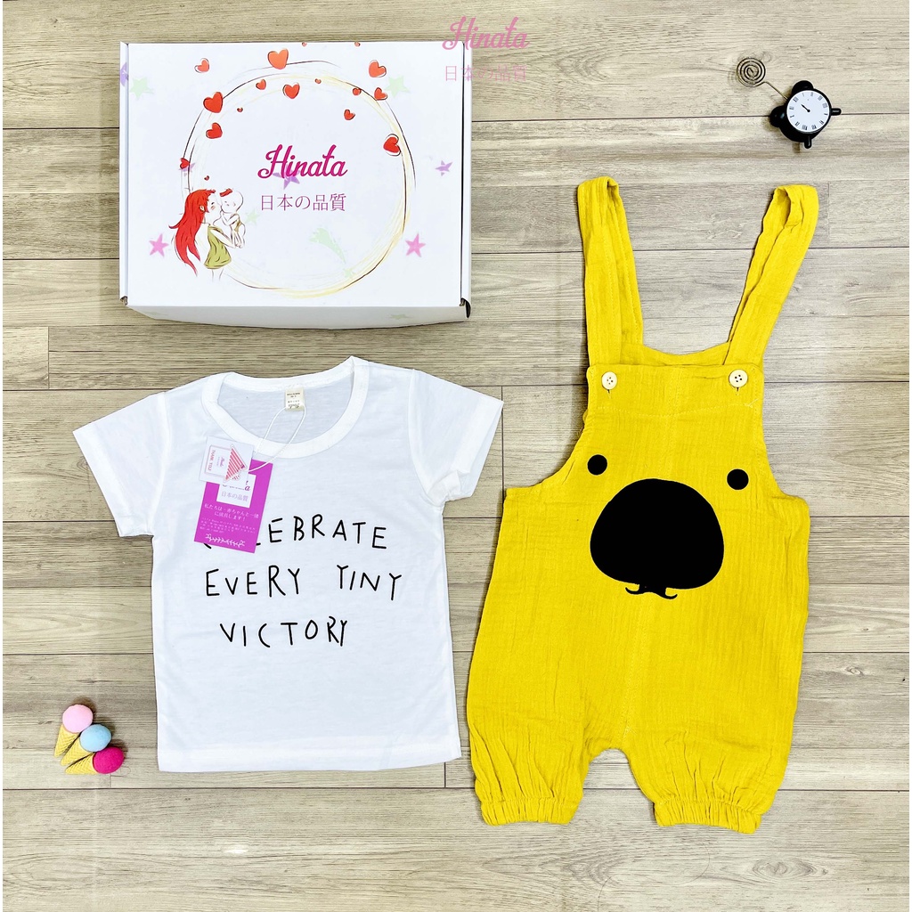 Set quần áo yếm Unisex Hinata - chất liệu đũi thoáng mát BF63