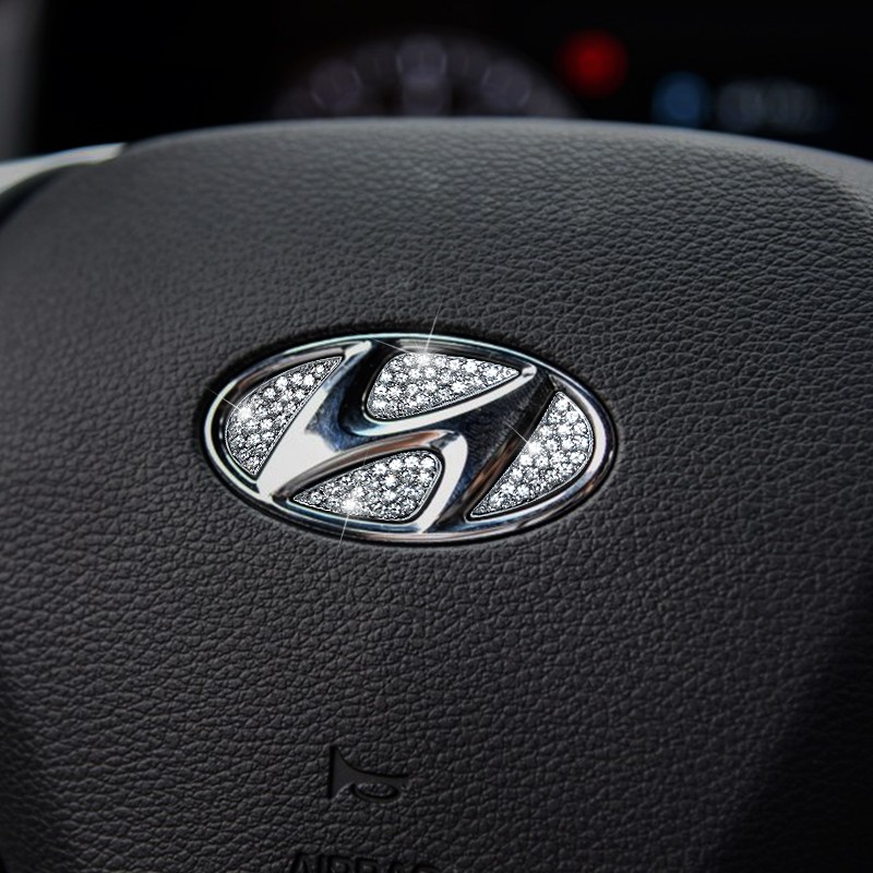 Miếng dán trang trí vô lăng đính đá dành cho xe hơi Hyundai Elantra Grand Starex Santa Fe Sonata Tucson Matrix Accent