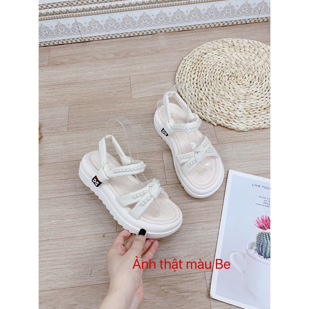 XẢ KHO (S129) Sandal nữ quai ngọc đế bánh mì 4 phân (Mã 611)