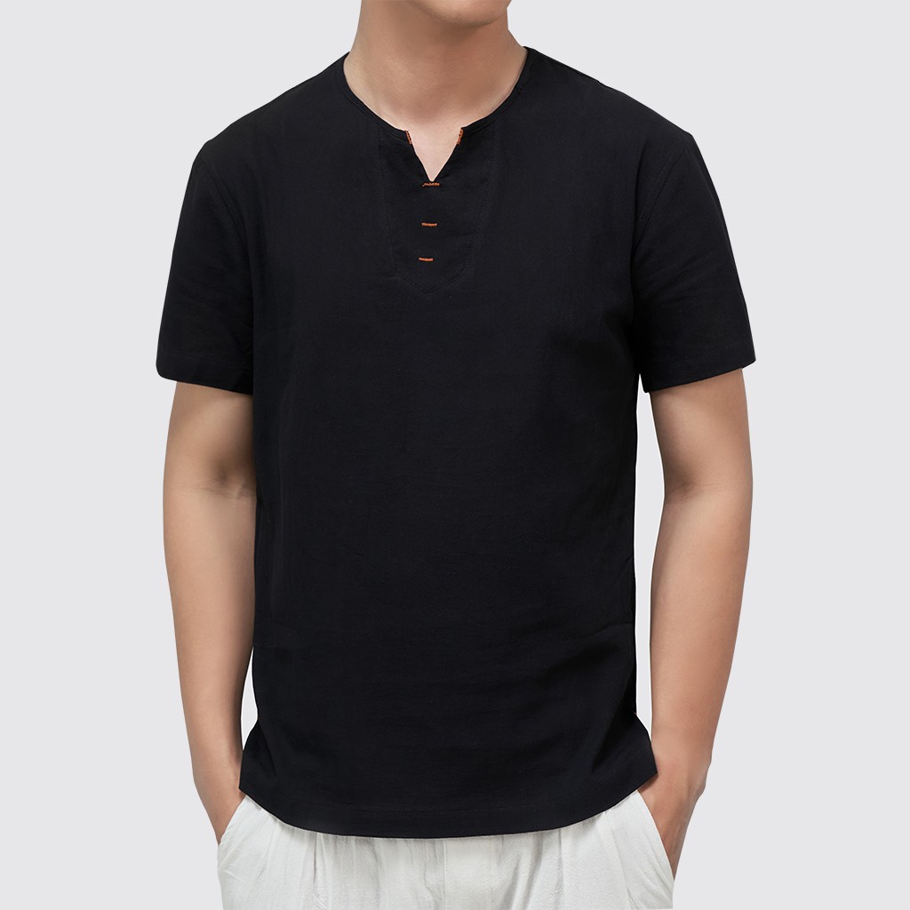 Áo Đũi Nam Cộc Tay Cổ V, Chất Đũi Tự Nhiên, Mềm, Mịn, Mát Rough | BigBuy360 - bigbuy360.vn