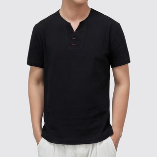 Áo linen Cộc Tay Nam Cổ V ROUGH