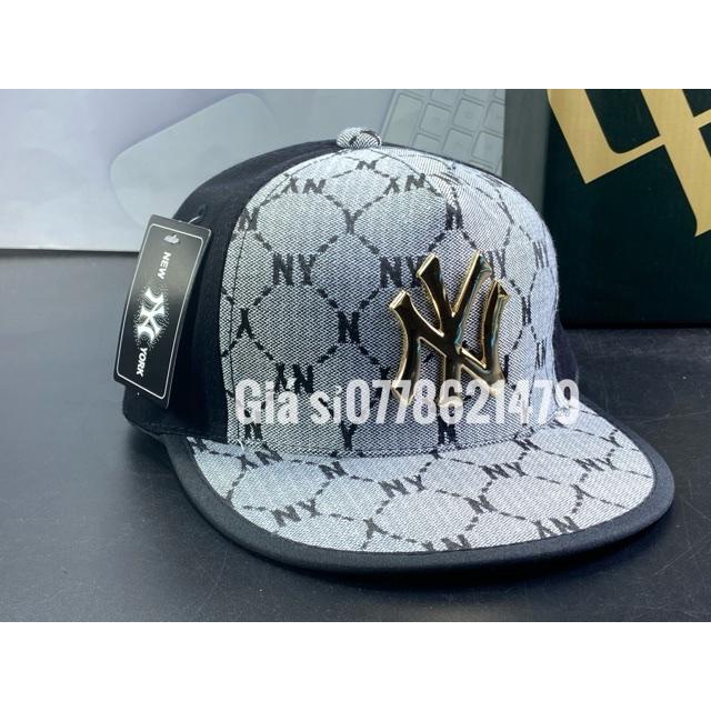Mũ kết phối vải nhập mạc logo ny - Nón kết snapback trẻ em 4 - 9 tuổi )