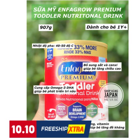 Sữa bột Enfagrow Premium toddler - Enfagrow nắp đỏ 680gr , 907gr , 1.04kg - Mỹ