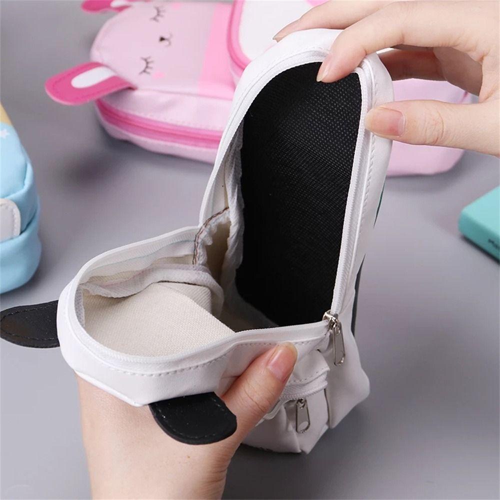 JARRED Túi Đựng Bút Bằng Da PU Có Khóa Kéo Dễ Thương