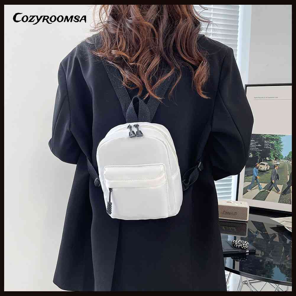 Ba Lô Học Sinh Mini Bằng Nylon Có Khóa Kéo