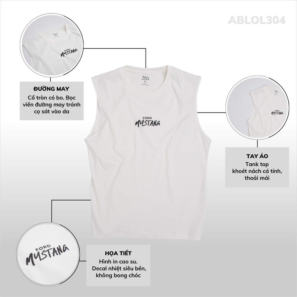 Áo tanktop nam 360 BOUTIQUE ba lỗ thời trang cotton thoáng mát - ABLOL304