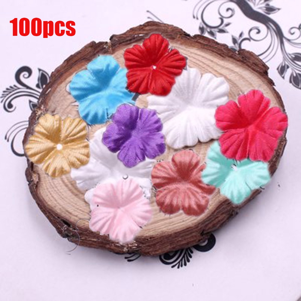 Bộ 100 phụ kiện cánh hoa hồng bằng lụa dùng làm đồ thủ công/trang trí đám cưới