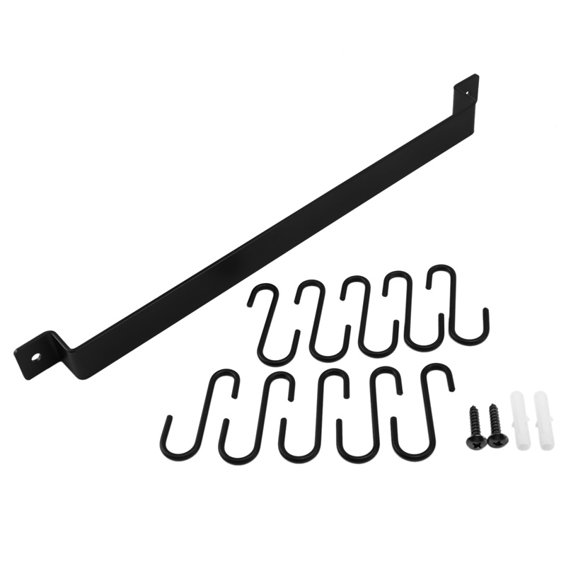Set 10 Móc Treo Đồ Gắn Tường 435mm Hình Chữ S Màu Đen Tiện Dụng Cho Nhà Bếp