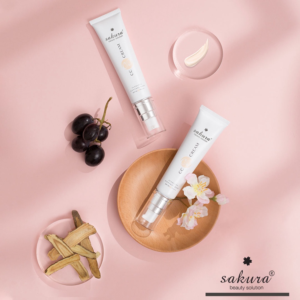 Kem trang điểm, chống nắng đa năng Sakura CC Cream Flawless Control Base SPF50+ PA++++ 40ml