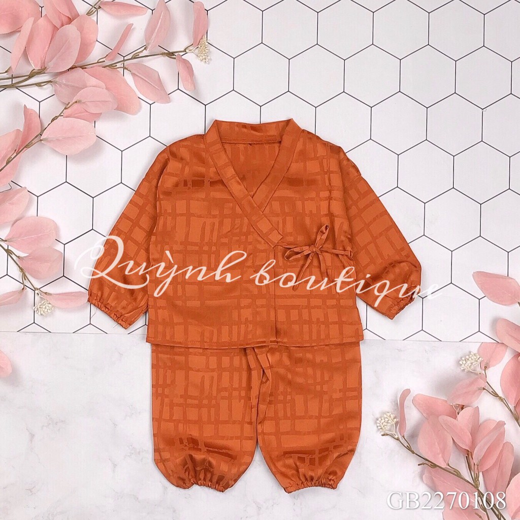 Bộ ngủ cho bé  QUỲNH BOUTIQUE  Bộ Pijama lụa họa tiết caro cho bé yêu