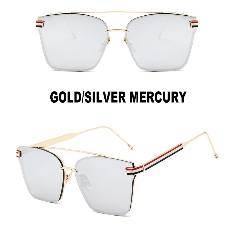 Kính mát gọng kim loại kiểu vuông thời trang cho nữ