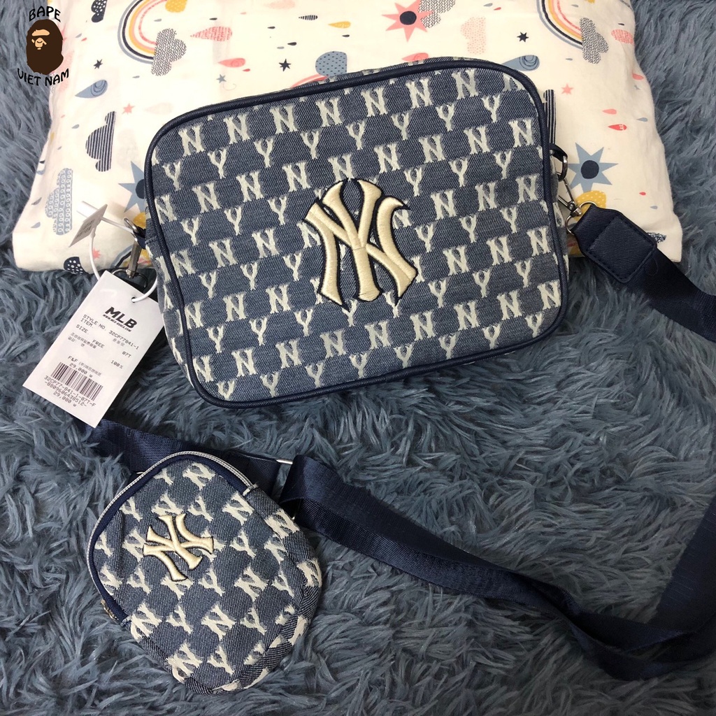 [Best Quality] Túi đeo chéo NY MLB, Túi NY chất liệu Canvas 2 màu Xanh, Nâu, Túi lớn kèm túi nhỏ BapeVN | BigBuy360 - bigbuy360.vn